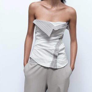 Zara Striped Strapless Top
